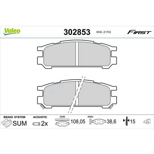 Sada brzdových platničiek kotúčovej brzdy VALEO 302853