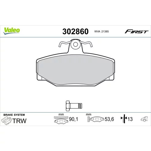 Sada brzdových platničiek kotúčovej brzdy VALEO 302860