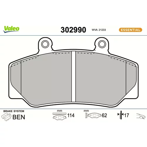 Sada brzdových platničiek kotúčovej brzdy VALEO 302990
