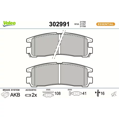 Sada brzdových platničiek kotúčovej brzdy VALEO 302991