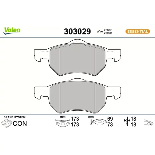 Sada brzdových platničiek kotúčovej brzdy VALEO 303029