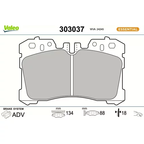 Sada brzdových platničiek kotúčovej brzdy VALEO 303037