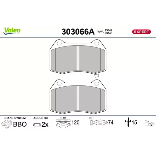 Sada brzdových platničiek kotúčovej brzdy VALEO 303066A