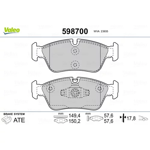 Sada brzdových platničiek kotúčovej brzdy 598700 /VALEO/