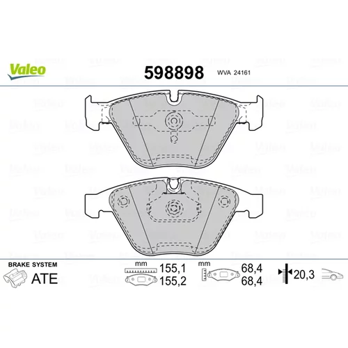 Sada brzdových platničiek kotúčovej brzdy VALEO 598898