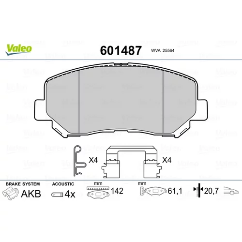 Sada brzdových platničiek kotúčovej brzdy VALEO 601487