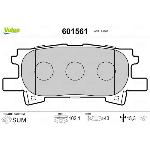 Sada brzdových platničiek kotúčovej brzdy VALEO 601561