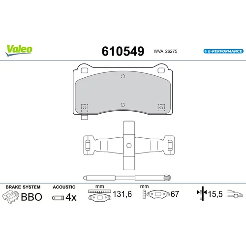 Sada brzdových platničiek kotúčovej brzdy VALEO 610549