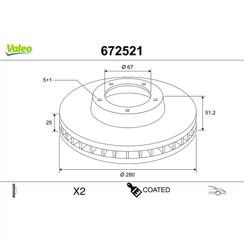 Brzdový kotúč VALEO 672521