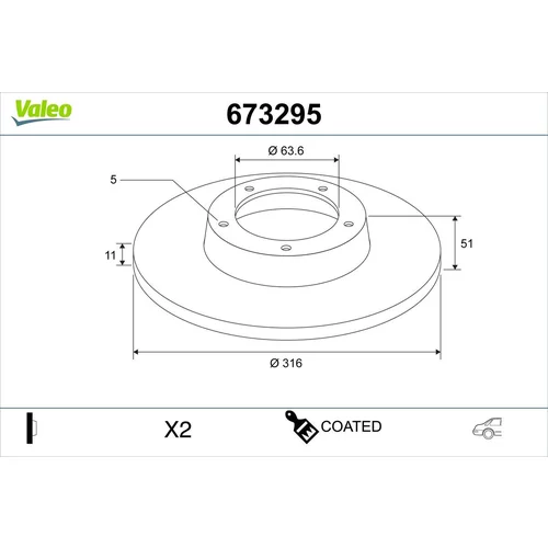 Brzdový kotúč VALEO 673295