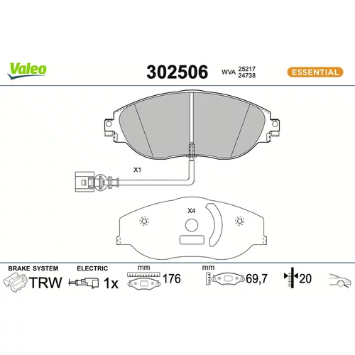 Sada brzdových platničiek kotúčovej brzdy VALEO 302506