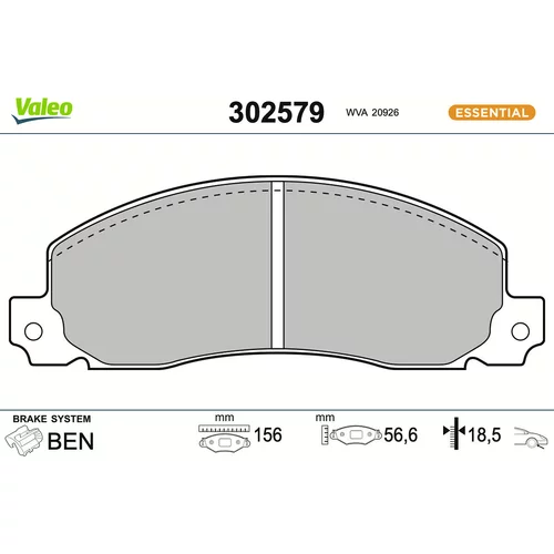 Sada brzdových platničiek kotúčovej brzdy VALEO 302579