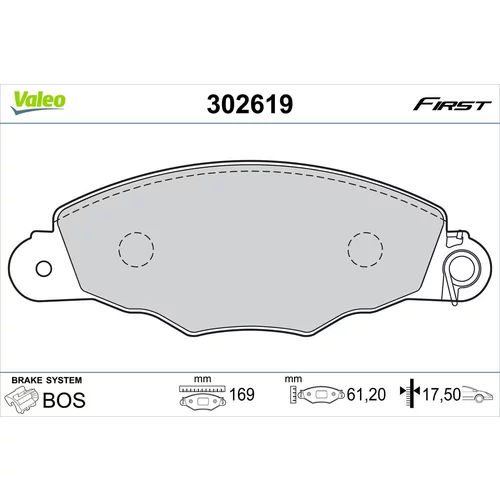 Sada brzdových platničiek kotúčovej brzdy VALEO 302619
