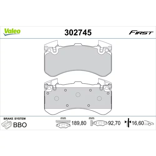 Sada brzdových platničiek kotúčovej brzdy VALEO 302745