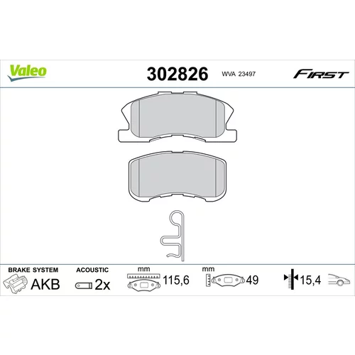 Sada brzdových platničiek kotúčovej brzdy VALEO 302826
