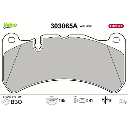 Sada brzdových platničiek kotúčovej brzdy VALEO 303065A