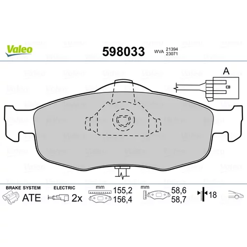 Sada brzdových platničiek kotúčovej brzdy VALEO 598033