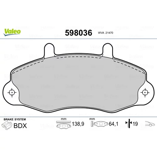 Sada brzdových platničiek kotúčovej brzdy VALEO 598036