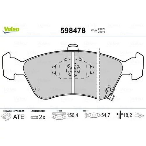 Sada brzdových platničiek kotúčovej brzdy VALEO 598478