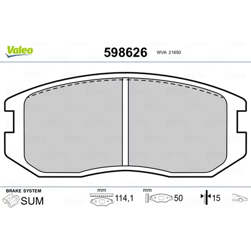 Sada brzdových platničiek kotúčovej brzdy VALEO 598626