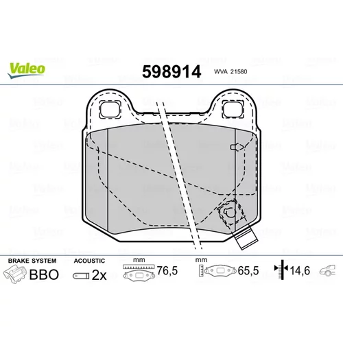 Sada brzdových platničiek kotúčovej brzdy VALEO 598914