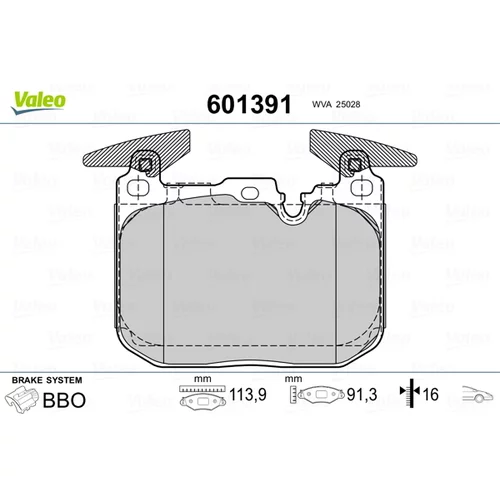 Sada brzdových platničiek kotúčovej brzdy VALEO 601391