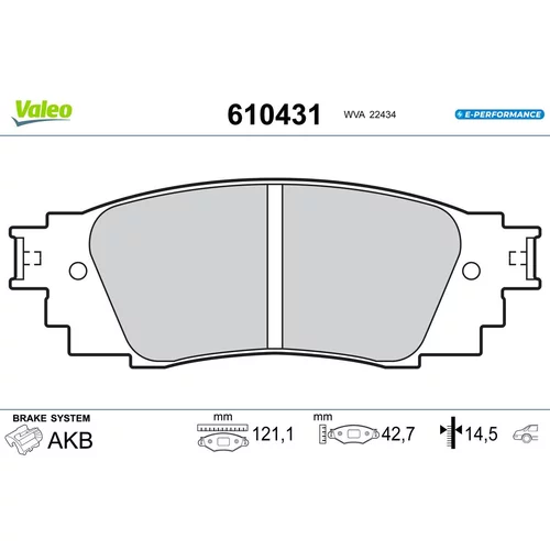 Sada brzdových platničiek kotúčovej brzdy VALEO 610431
