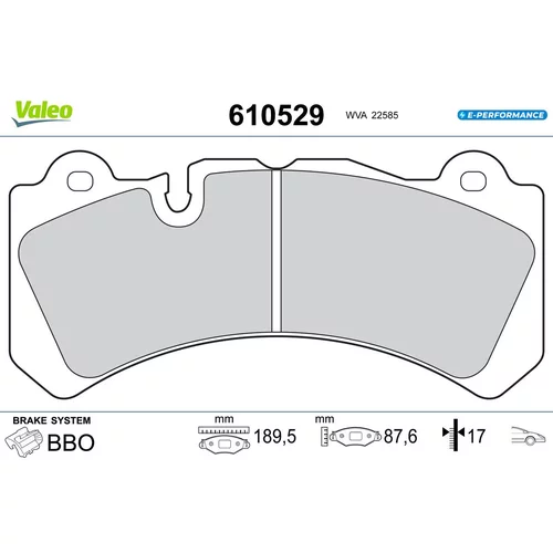 Sada brzdových platničiek kotúčovej brzdy VALEO 610529