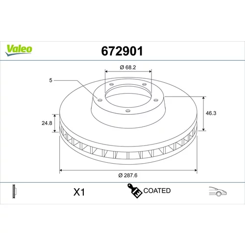 Brzdový kotúč VALEO 672901