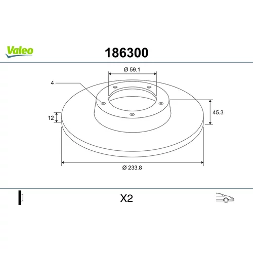 Brzdový kotúč VALEO 186300