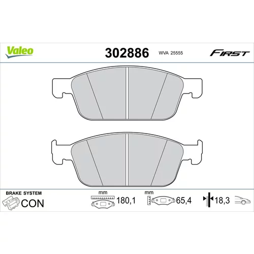 Sada brzdových platničiek kotúčovej brzdy VALEO 302886