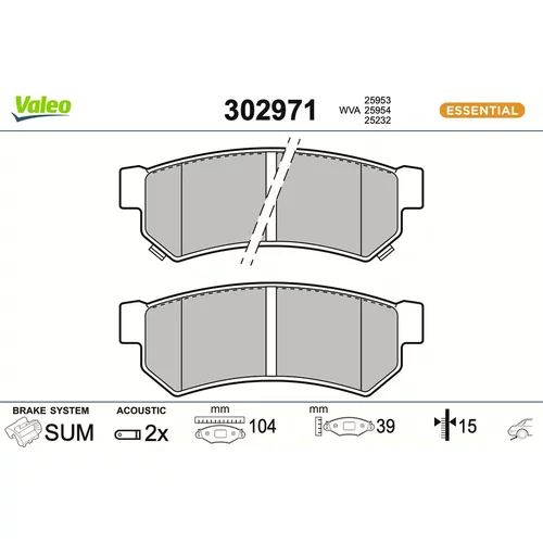 Sada brzdových platničiek kotúčovej brzdy VALEO 302971