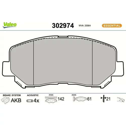 Sada brzdových platničiek kotúčovej brzdy VALEO 302974
