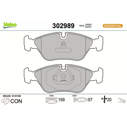 Sada brzdových platničiek kotúčovej brzdy VALEO 302989