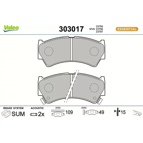 Sada brzdových platničiek kotúčovej brzdy VALEO 303017