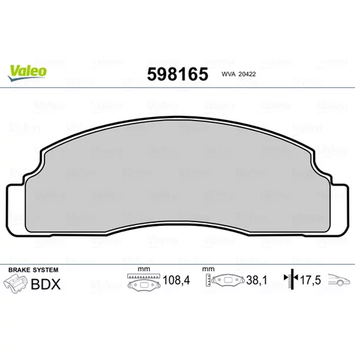Sada brzdových platničiek kotúčovej brzdy 598165 /VALEO/