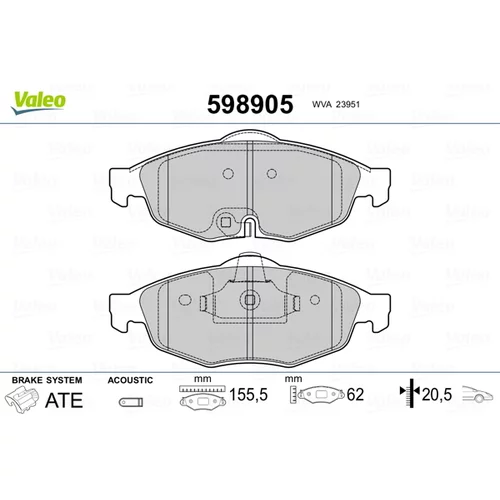Sada brzdových platničiek kotúčovej brzdy VALEO 598905