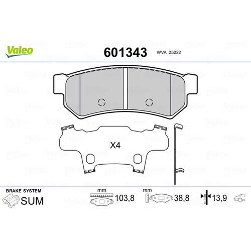 Sada brzdových platničiek kotúčovej brzdy VALEO 601343