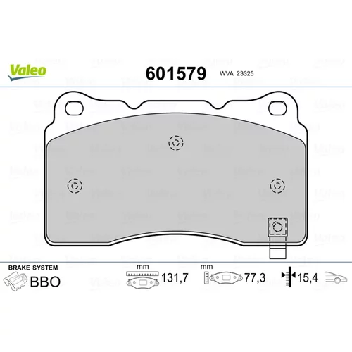 Sada brzdových platničiek kotúčovej brzdy VALEO 601579