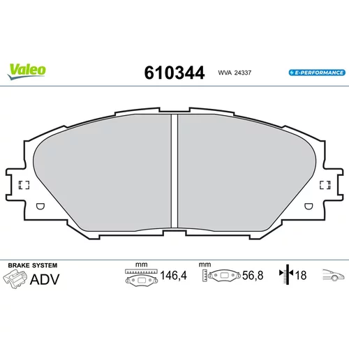 Sada brzdových platničiek kotúčovej brzdy VALEO 610344