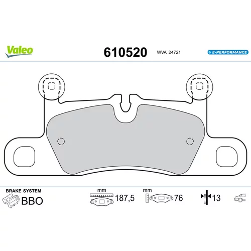 Sada brzdových platničiek kotúčovej brzdy VALEO 610520