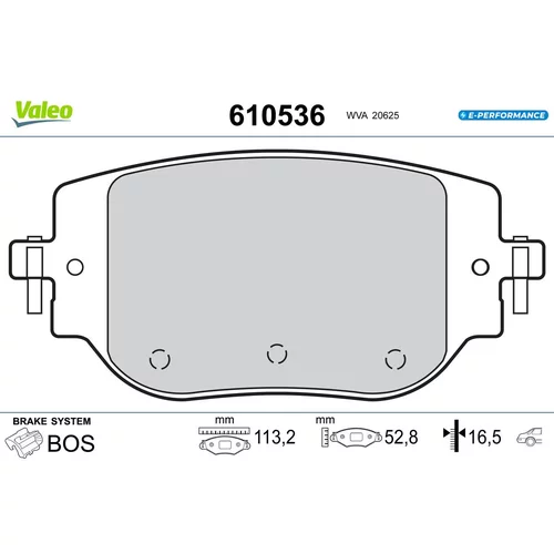 Sada brzdových platničiek kotúčovej brzdy VALEO 610536