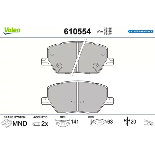 Sada brzdových platničiek kotúčovej brzdy VALEO 610554