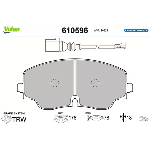Sada brzdových platničiek kotúčovej brzdy VALEO 610596