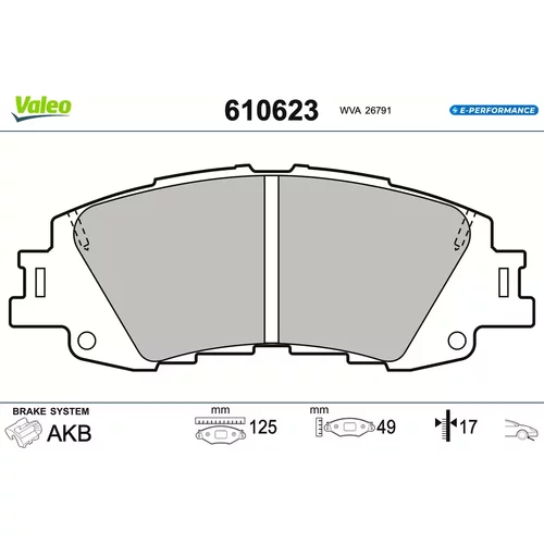 Sada brzdových platničiek kotúčovej brzdy VALEO 610623