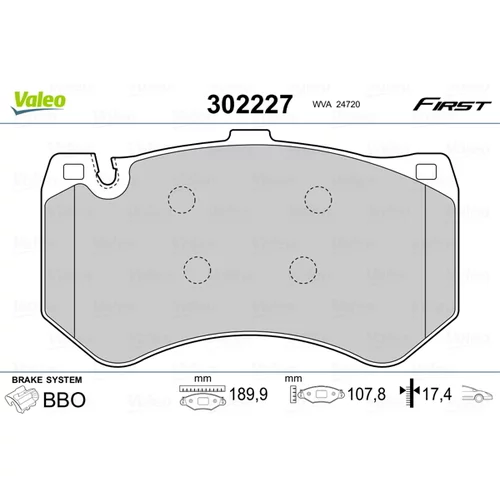 Sada brzdových platničiek kotúčovej brzdy VALEO 302227