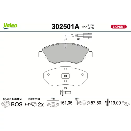 Sada brzdových platničiek kotúčovej brzdy VALEO 302501A
