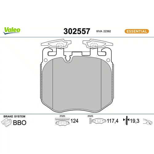 Sada brzdových platničiek kotúčovej brzdy VALEO 302557