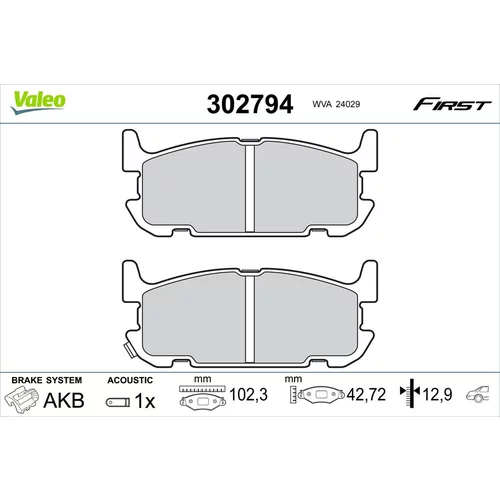 Sada brzdových platničiek kotúčovej brzdy VALEO 302794