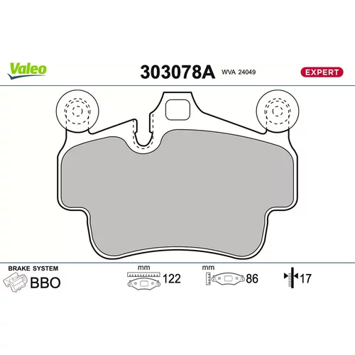 Sada brzdových platničiek kotúčovej brzdy VALEO 303078A